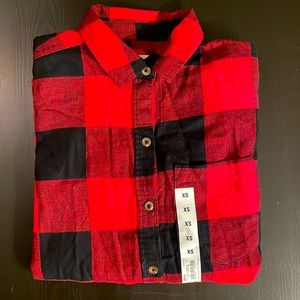 NWT - So - Women’s Black & Red Checkered Long-sleeve Button down Shirt -Size XS